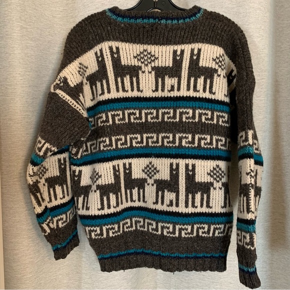 Hand knit alpaca wool blend Peruvian alpaca sweater - Picture 7 of 7